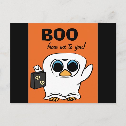Penguin in Ghost Costume Trick or treat Briefkaart (Voorkant)