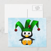 Penguin in Green Jester's Pet Briefkaart (Voorkant / Achterkant)