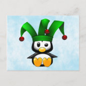 Penguin in Green Jester's Pet Briefkaart (Voorkant)