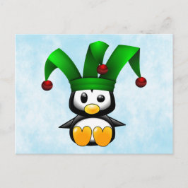Penguin in Green Jester's Pet Briefkaart