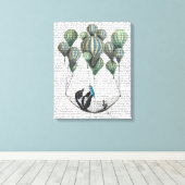 Penguin in Hammock Balloon Canvas Afdruk (Insitu (Houten vloer))