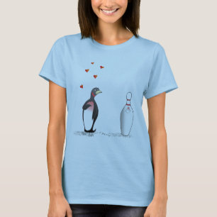 Penguin in Love with Bowling Pin T-shirt