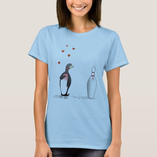 Penguin in Love with Bowling Pin T-shirt (Voorkant)