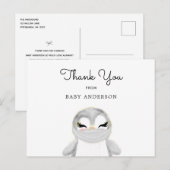 Penguin in Mask Baby shower Bedankt Briefkaart (Voorkant / Achterkant)