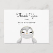 Penguin in Mask Baby shower Bedankt Briefkaart (Voorkant)