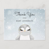 Penguin in Mask Baby shower Bedankt Briefkaart (Voorkant)