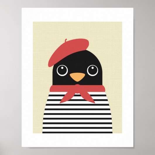 Penguin in Parijs Poster Print (Voorkant)