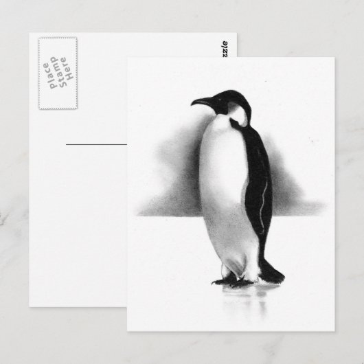 PENGUIN IN PENCIL: REALISME ART BRIEFKAART (Voorkant / Achterkant)