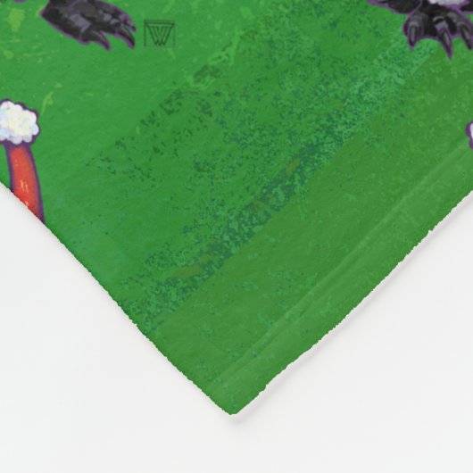 Penguin in Santa Hat Pattern on Green Fleece Deken (Hoek)