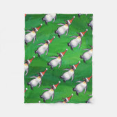 Penguin in Santa Hat Pattern on Green Fleece Deken (Voorkant)
