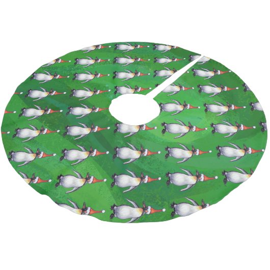 Penguin in Santa Hat Pattern on Green Kerstboom Rok (Gekanteld)