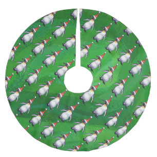 Penguin in Santa Hat Pattern on Green Kerstboom Rok
