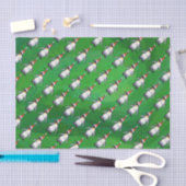 Penguin in Santa Hat Pattern on Green Tissuepapier (Craft)