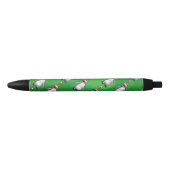 Penguin in Santa Hat Pattern on Green Zwarte Inkt Pen (Voorkant)