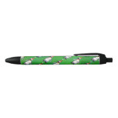 Penguin in Santa Hat Pattern on Green Zwarte Inkt Pen (Bovenkant)