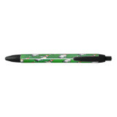 Penguin in Santa Hat Pattern on Green Zwarte Inkt Pen (Achterkant)
