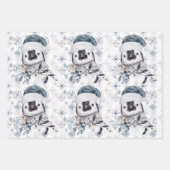 Penguin in Santa Hat Snowflakes Pattern Kerstmis Inpakpapier Vel (Voorkant 2)