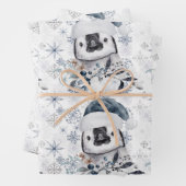 Penguin in Santa Hat Snowflakes Pattern Kerstmis Inpakpapier Vel (In situ)