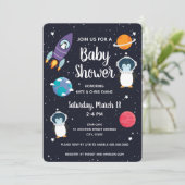 Penguin in Space Baby shower Space Navy Galaxy Kaart (Staand voorkant)