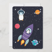 Penguin in Space Baby shower Space Navy Galaxy Kaart (Achterkant)