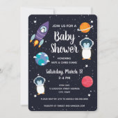 Penguin in Space Baby shower Space Navy Galaxy Kaart (Voorkant)