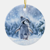 Penguin in the Snow Cute Christmas Keramisch Ornament (Voorkant)