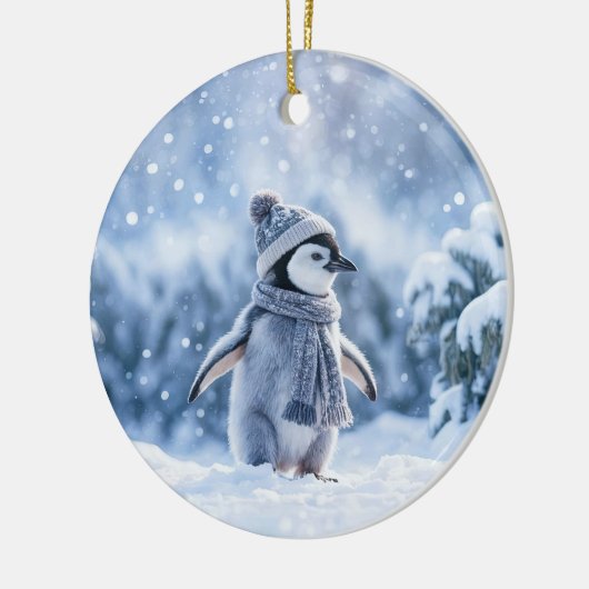 Penguin in the Snow Cute Christmas Keramisch Ornament (Links)