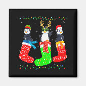 Penguin In Xmas Socks Funny Holiday Ugly Sweater C Magneet (Voorkant)