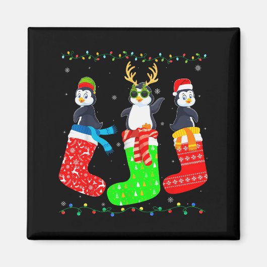 Penguin In Xmas Socks Funny Holiday Ugly Sweater C Magneet (Voorkant)