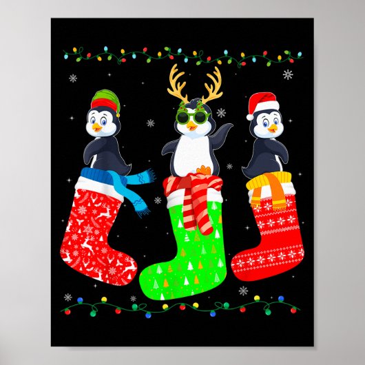 Penguin In Xmas Socks Funny Holiday Ugly Sweater C Poster (Voorkant)