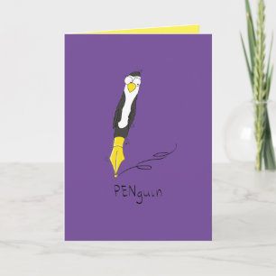 PENguin Ink Pen Penguin Funny Wenskaart Kaart