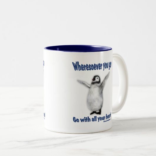 Penguin Inspirerend Confucius Quote Tweekleurige Koffiemok (Voorkant rechts)