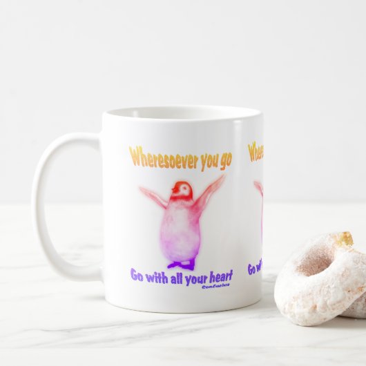 Penguin Inspirerend Happiness Confucius Quote Koffiemok (Met donut)