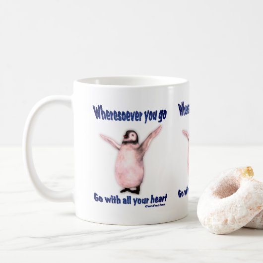 Penguin Inspirerend Happiness Confucius Quote Koffiemok (Met donut)