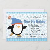 Penguin Invitation - Boys Birthday (Snowflake) Kaart (Voorkant)