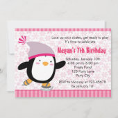 Penguin Invitation - Girls Birthday (Snowflake) Kaart (Voorkant)