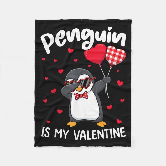Penguin Is My Valentine Funny Bird V Day Cute Anim Fleece Deken (Voorkant)