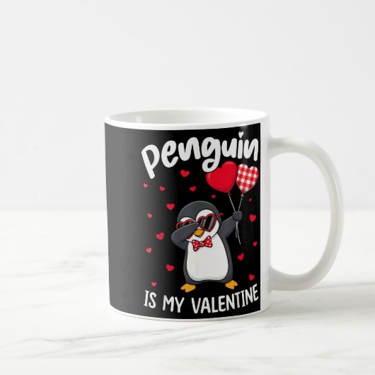 Penguin Is My Valentine Funny Bird V Day Cute Anim Koffiemok (Rechts)