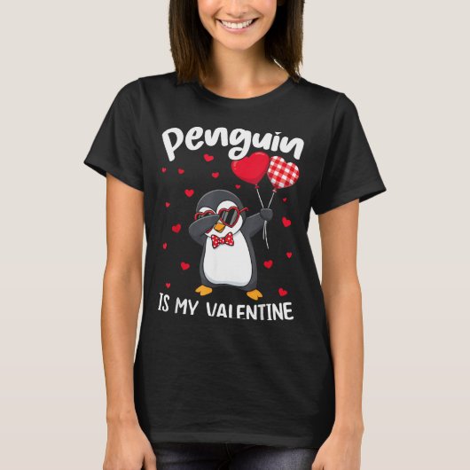 Penguin Is My Valentine Funny Bird V Day Cute Anim T-shirt (Voorkant)
