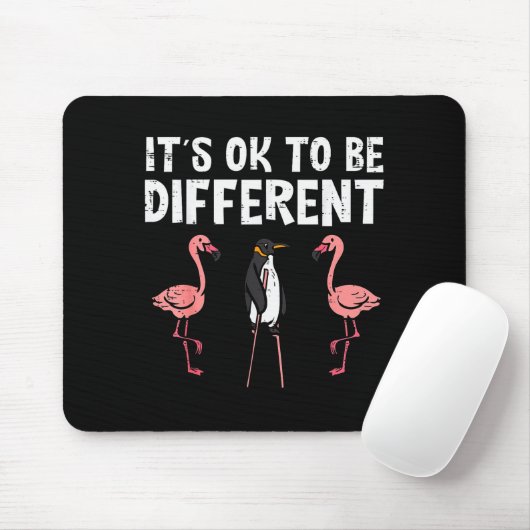 Penguin Its Okay To Be Different Flamingo Men Wome Muismat (Met muis)