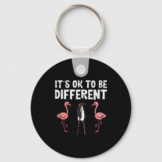 Penguin Its Okay To Be Different Flamingo Men Wome Sleutelhanger (Voorkant)