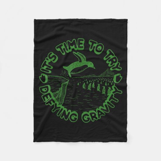 Penguin It's Time To Try Defying Gravity Fleece Deken (Voorkant)