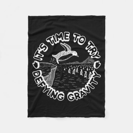 Penguin It's Time To Try Defying Gravity Fleece Deken (Voorkant)