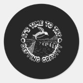 Penguin It's Time To Try Defying Gravity Ronde Sticker (Voorkant)