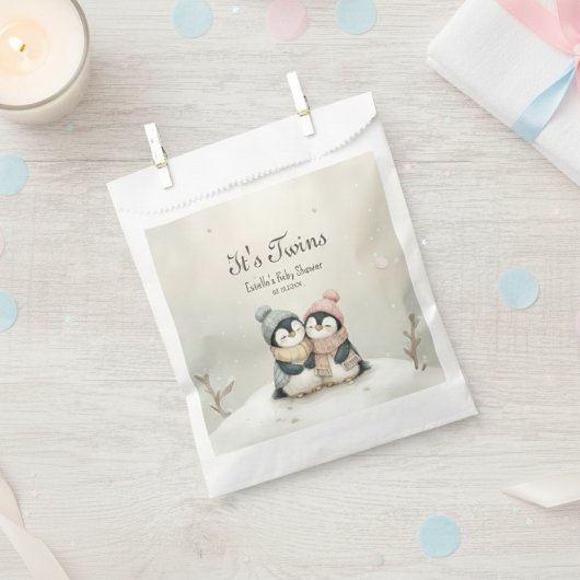 Penguin Its Twins Baby Shower Winter Theme   Bedankzakje