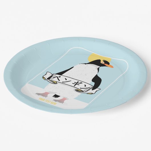 Penguin Japans schrift dat pinguïn leest Papieren Bordje (Gekanteld)