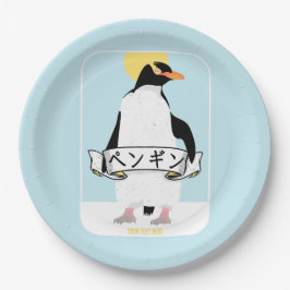 Penguin Japans schrift dat pinguïn leest Papieren Bordje