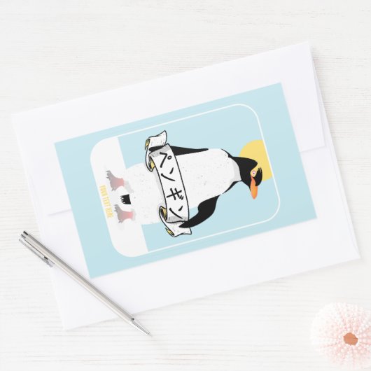 Penguin Japans schrift dat pinguïn leest Rechthoekige Sticker (Envelop)
