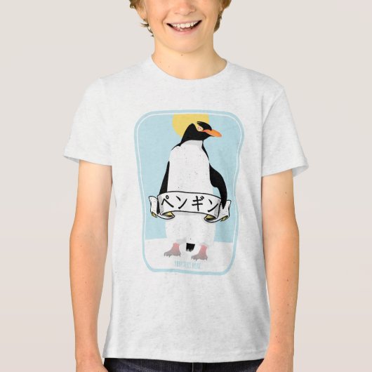 Penguin Japans schrift dat pinguïn leest Tri-Blend Shirt (Voorkant)