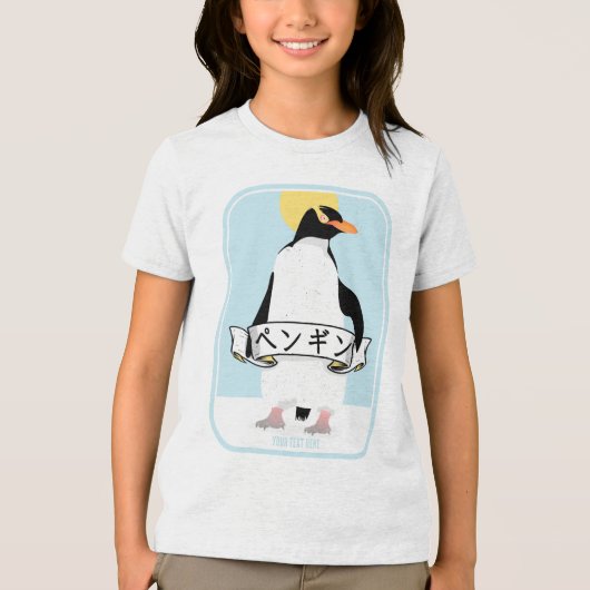 Penguin Japans schrift dat pinguïn leest Tri-Blend Shirt (Voorkant)